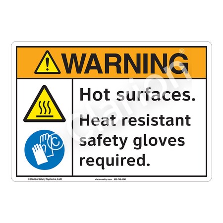ANSI/ISO Compliant Warning Hot Surfaces Safety Signs Outdoor Weather Tuff Aluminum (S4) 10 X 7